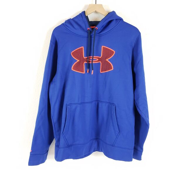 Under Armour UA Storm Hoodie Men SIZE L Blue Hooded Pullover Training Gym FLAWS - Picture 1 of 14